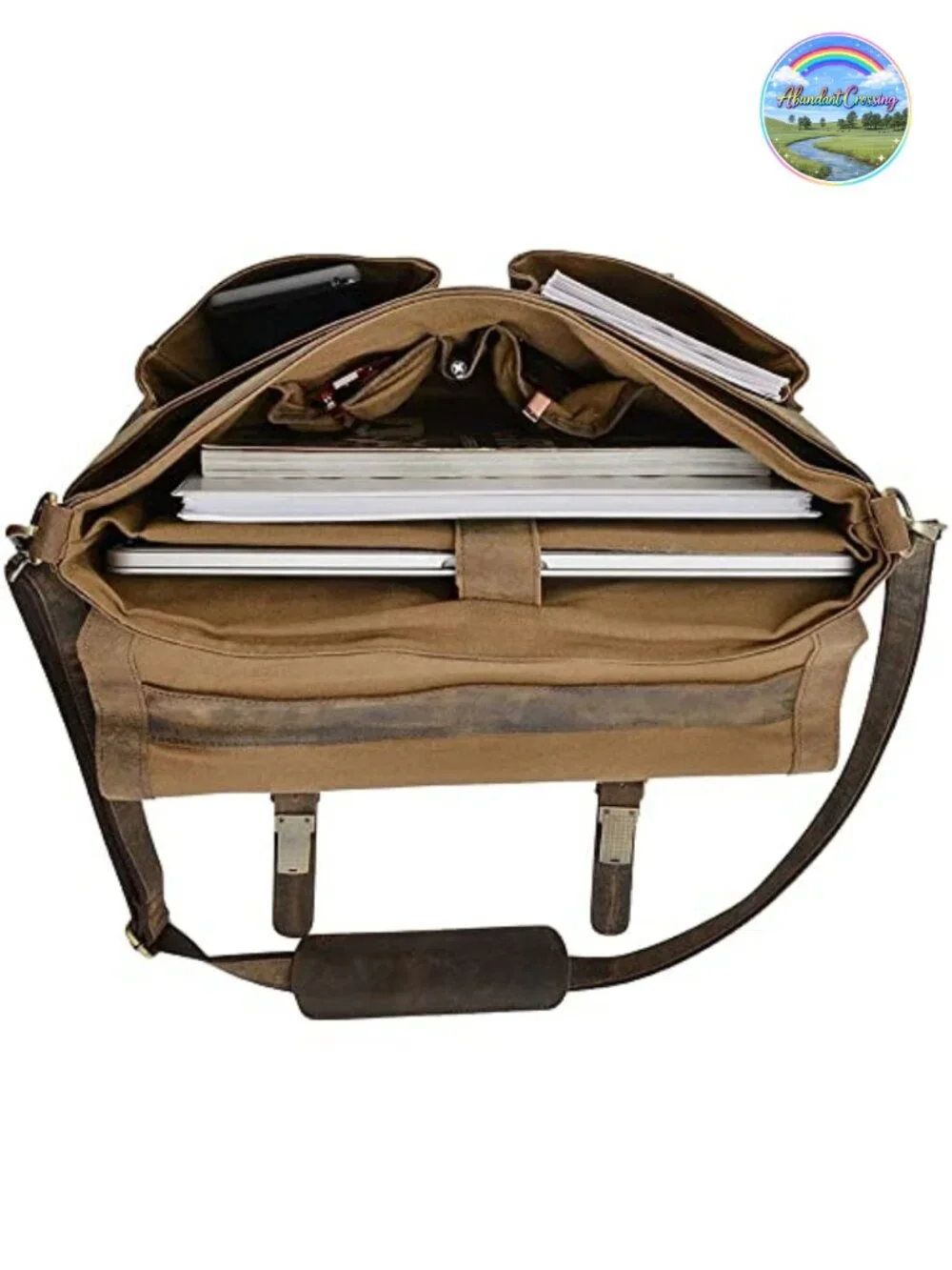 16 Inch Leather Briefcase Laptop Messenger Bag for Office
